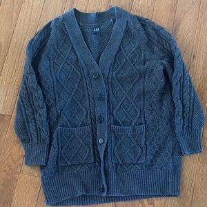 GAP Charcoal Gray Cable Knit Cardigan Sweater